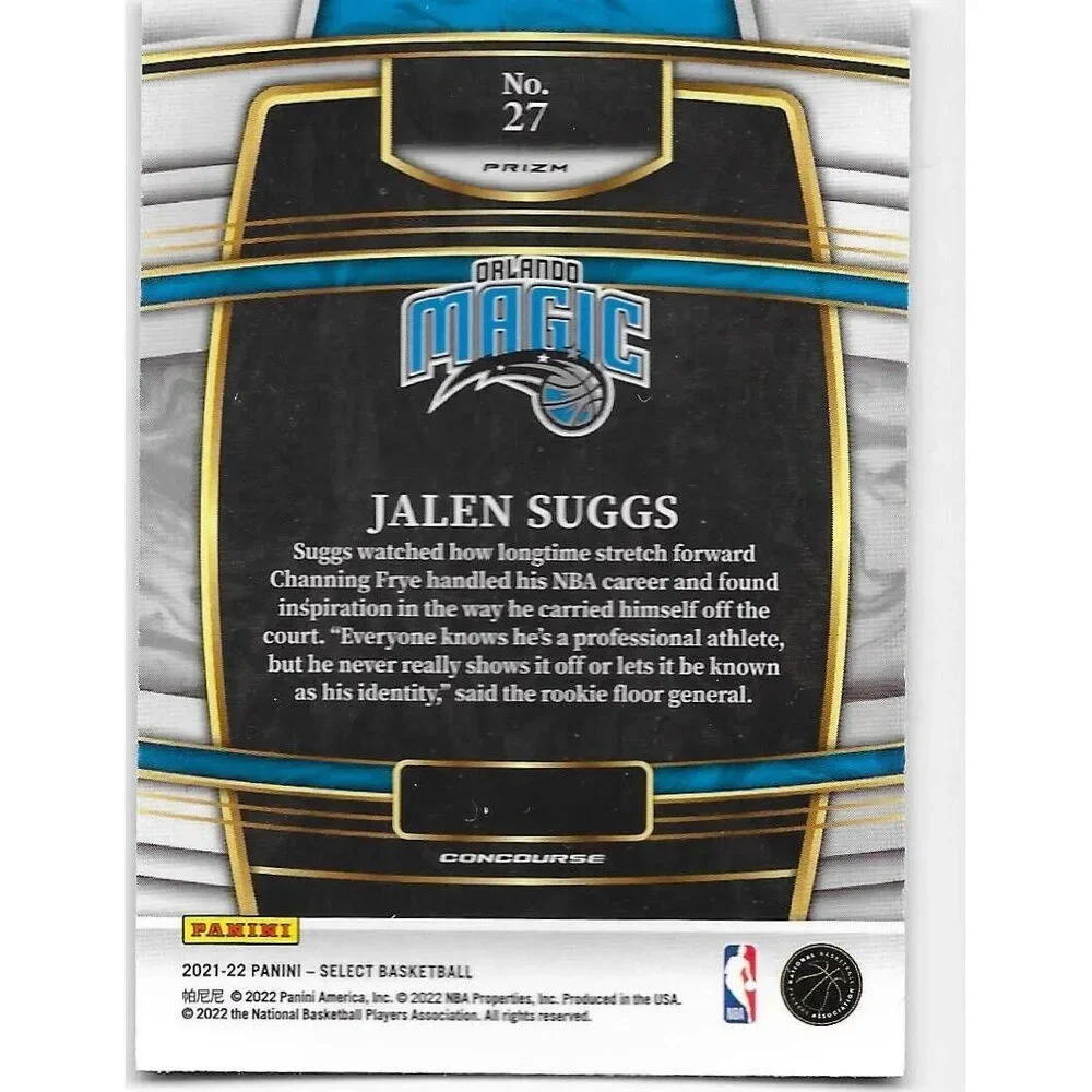 2021-22 Panini Select Jalen Suggs Rookies Blue Prizm 27 Orlando Magic